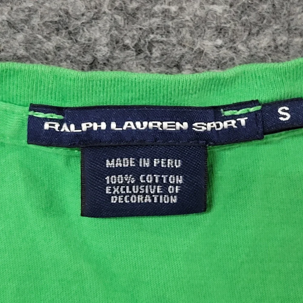 Ralph Lauren Sport T-Shirt Womens Size S Green V-Neck Cotton Pony Logo Casual